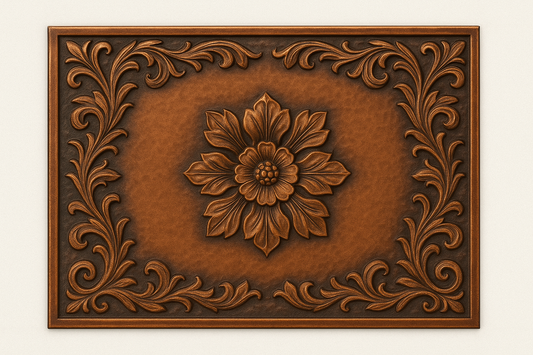 Panneau mural en métal à motif floral et volutes