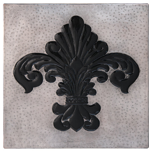 French Country Kitchen Backsplash Tile - Copper Fleur De Lys - Gray & Black - Natuross