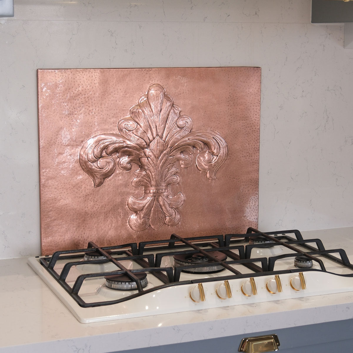 French Country Kitchen Backsplash Tile - Copper Fleur De Lys - Natural Copper - Natuross