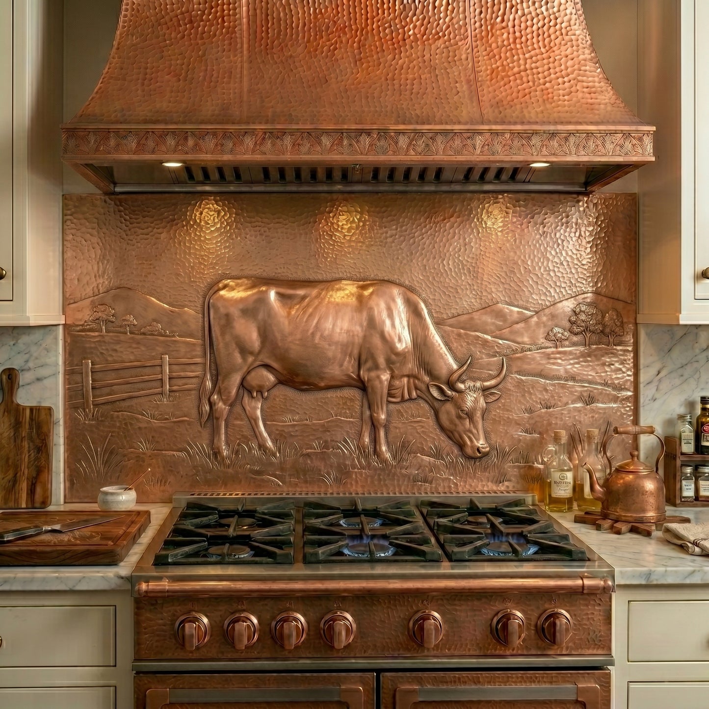 Grazing Cow Copper Kitchen Backsplash
