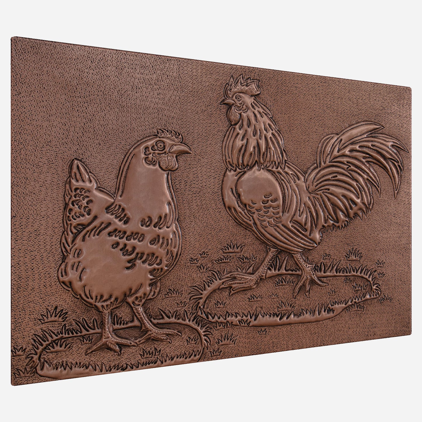 Farmhouse Kitchen Backsplash Tile - Copper Rooster & Chicken - Natural Copper - Natuross