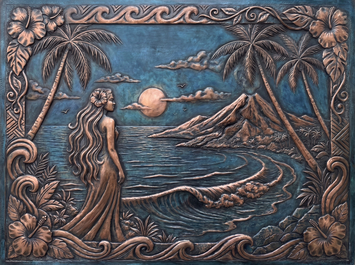 Hawaiian Paradise Copper Kitchen Backsplash