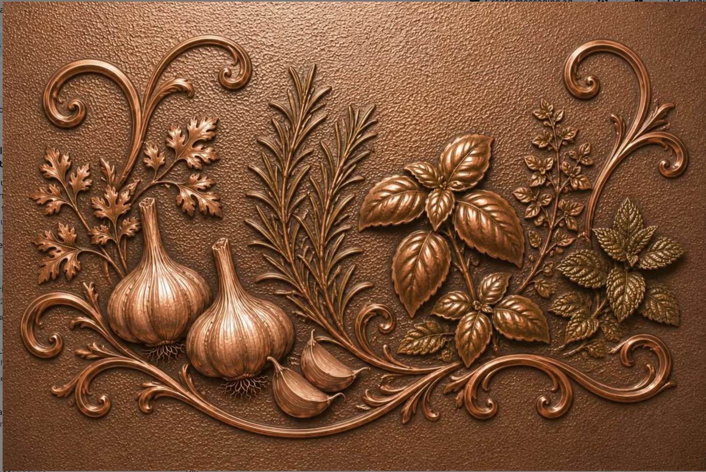 Herb Garden Copper Backsplash Panel