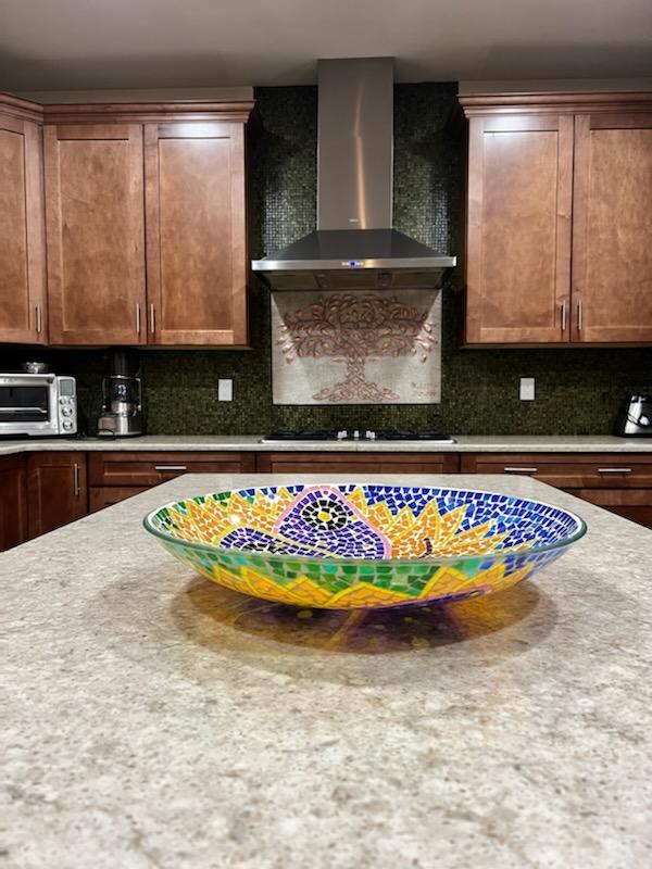 Celtic Tree of Life Copper Backsplash – Gray & Copper Patina | Custom Handmade Kitchen Wall Tile - Natuross