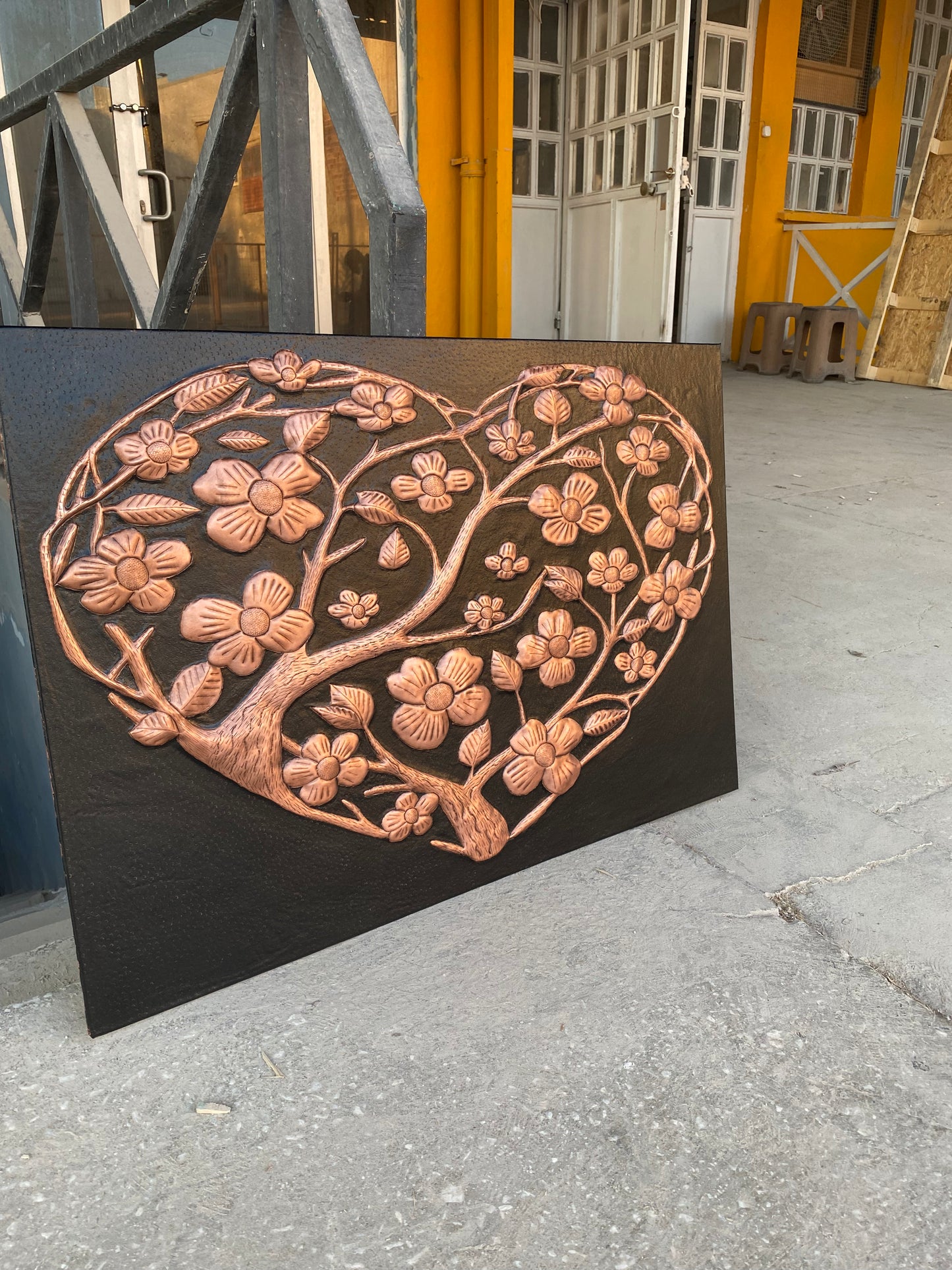 Hand-Hammered Copper Dogwood Heart Panel — Floral Wall Art & Home Decor - Natuross