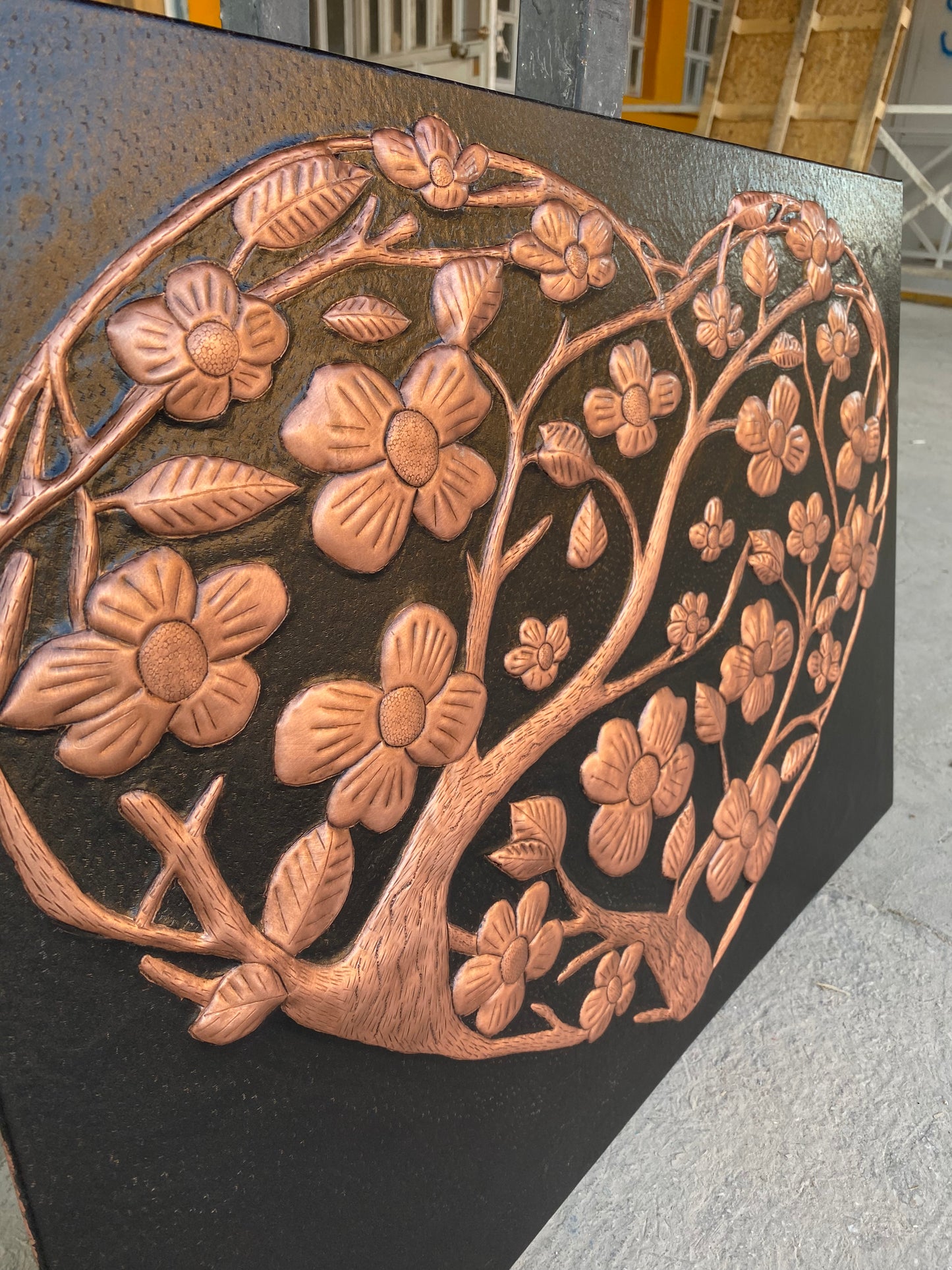 Hand-Hammered Copper Dogwood Heart Panel — Floral Wall Art & Home Decor - Natuross
