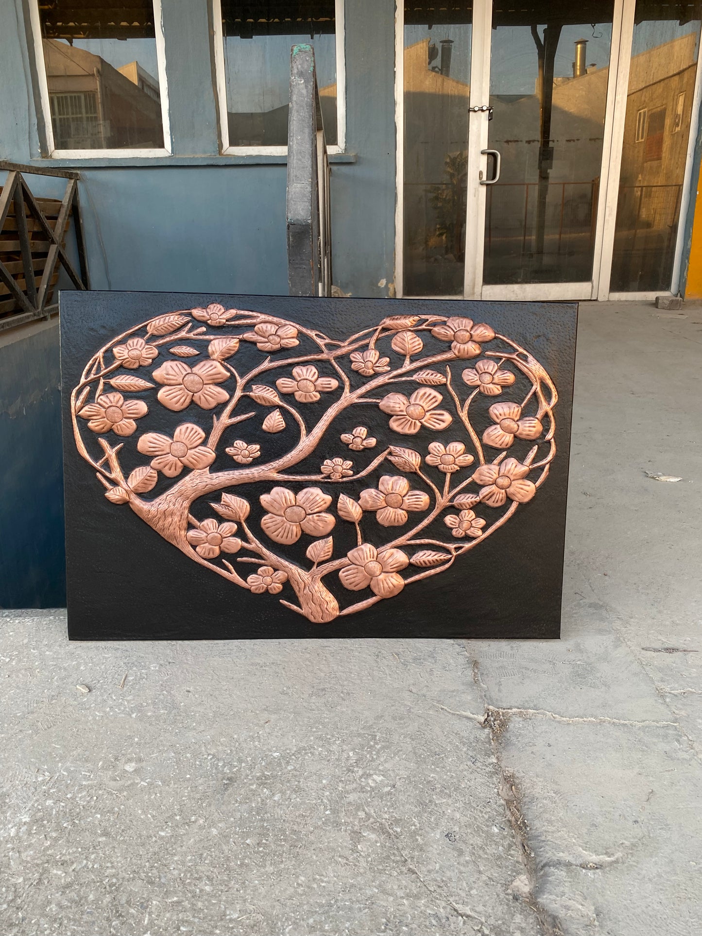 Hand-Hammered Copper Dogwood Heart Panel — Floral Wall Art & Home Decor - Natuross