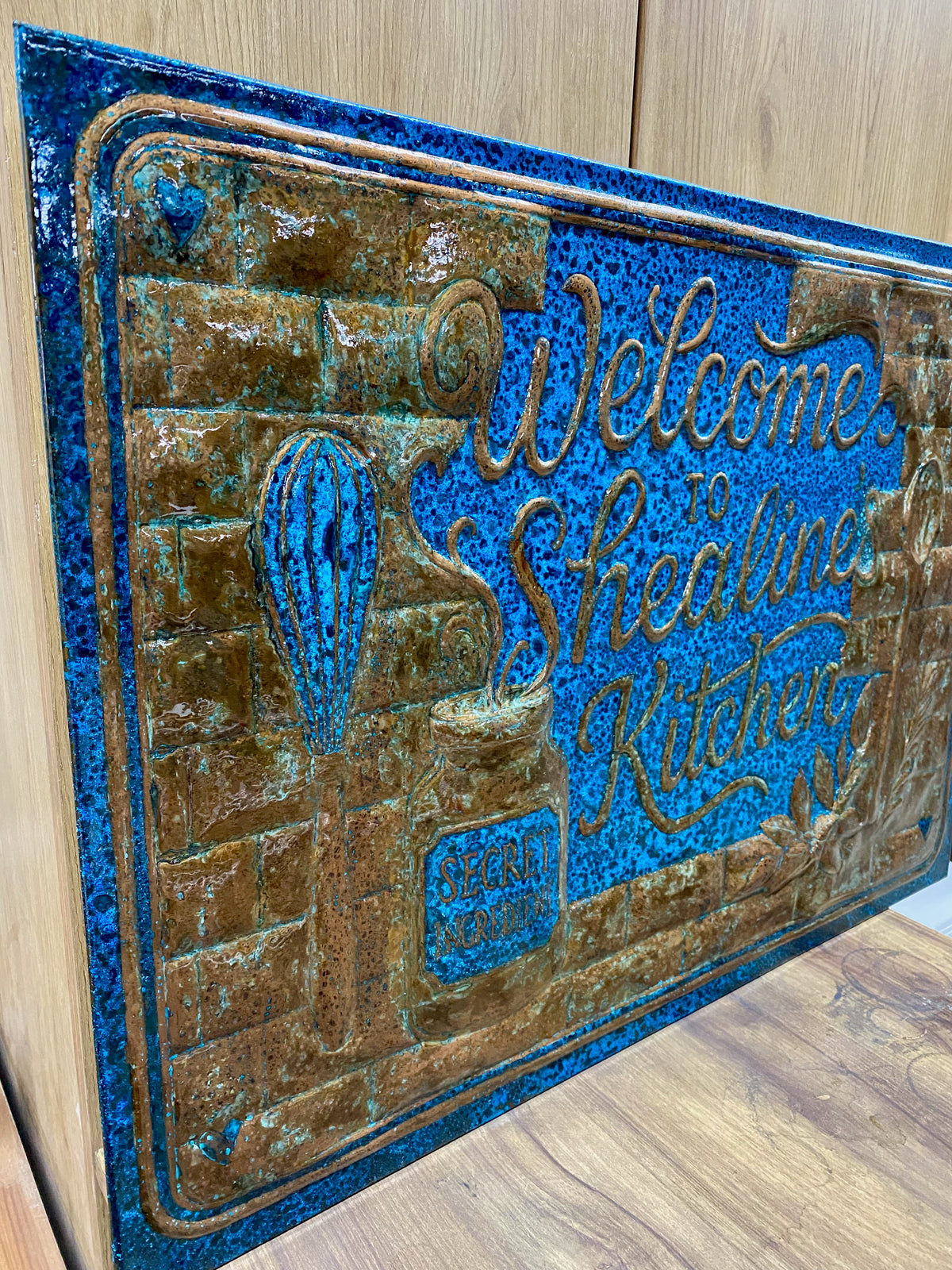 "The Secret Ingredient Is Always Love" Copper Backsplash - Natuross