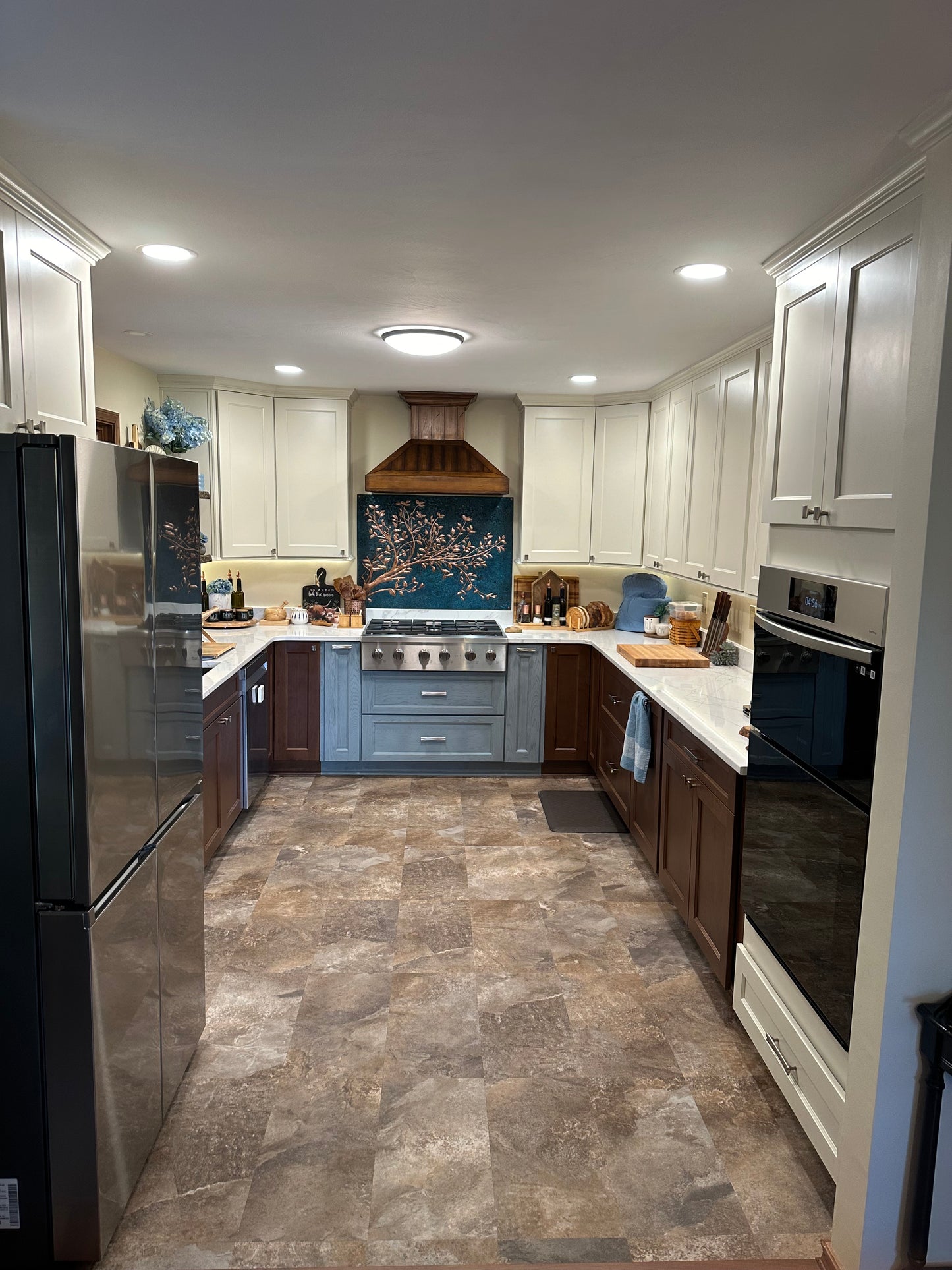 Blue Copper Tree Branches Backsplash | Artistic Handmade Copper Kitchen Backsplash Panel - Natuross