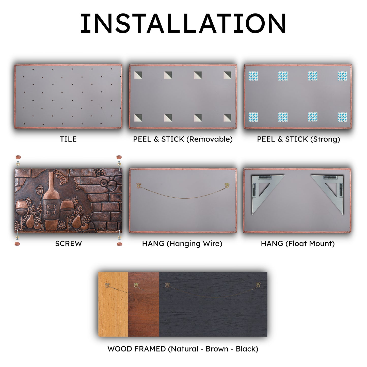 Italian Kitchen Backsplash Tile - Copper Tuscan Vineyard - Brown Patina - Natuross