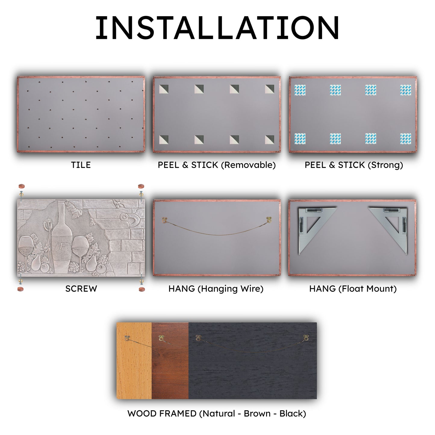 Italian Kitchen Backsplash Tile - Copper Tuscan Vineyard - Gray