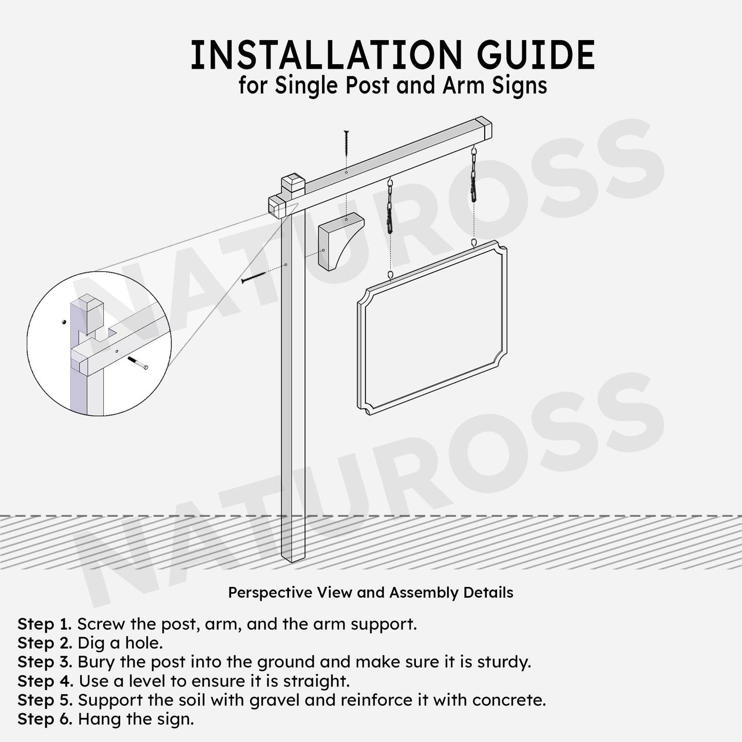 Single Post and Arm Sign - Natuross