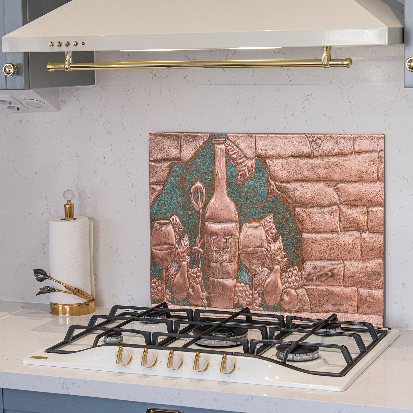 Italian Kitchen Backsplash Tile - Copper Tuscan Vineyard - Green Patina - Natuross