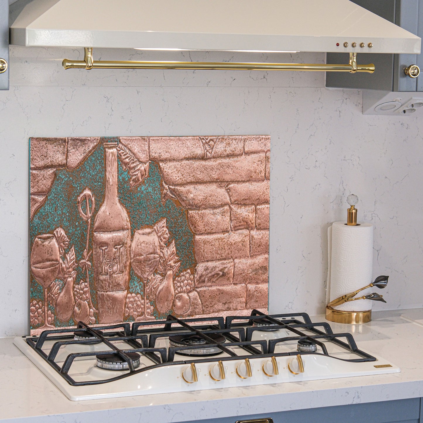 Italian Kitchen Backsplash Tile - Copper Tuscan Vineyard - Green Patina - Natuross