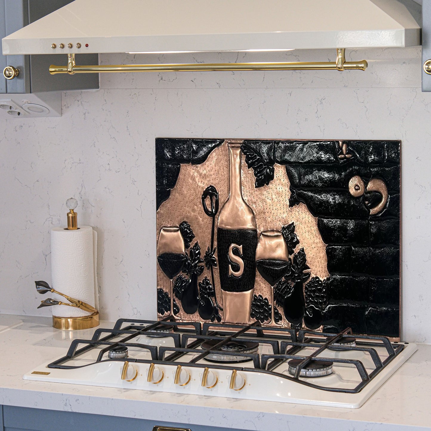 Italian Kitchen Backsplash Tile - Copper Tuscan Vineyard - Black - Natuross