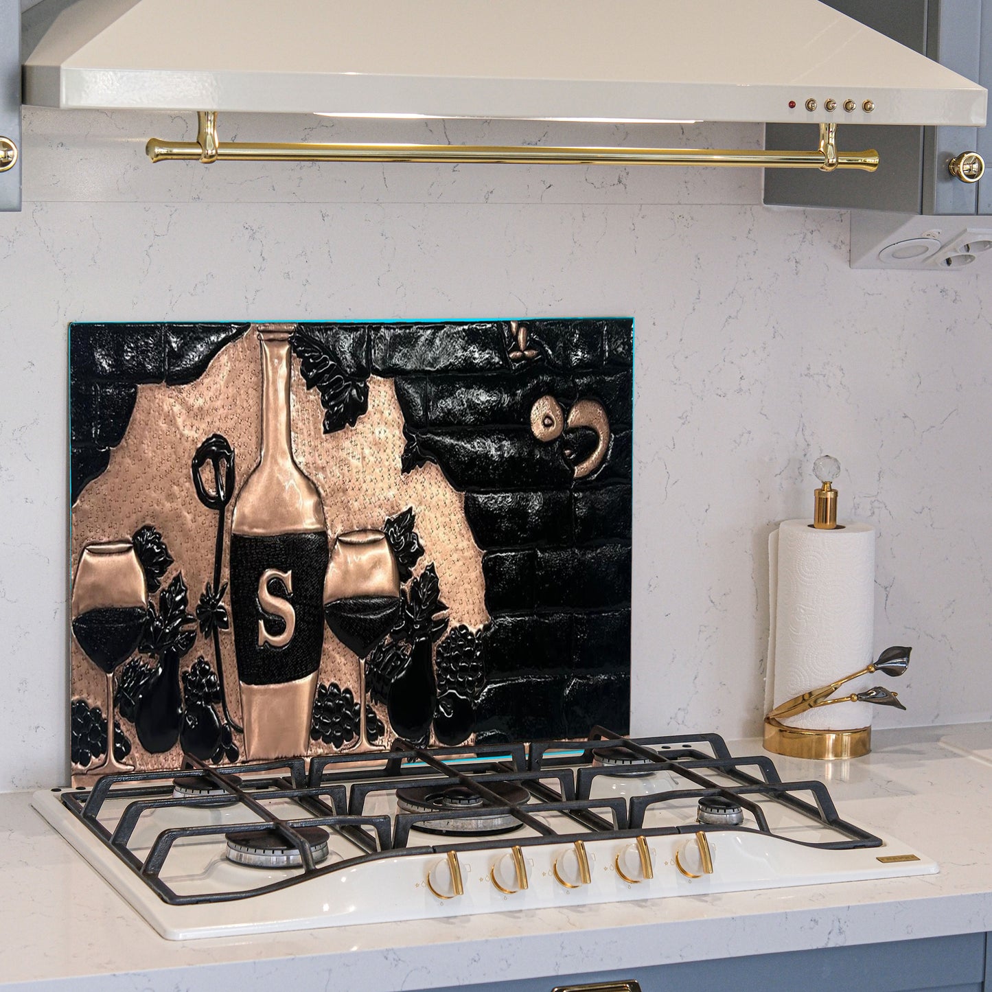 Italian Kitchen Backsplash Tile - Copper Tuscan Vineyard - Black - Natuross