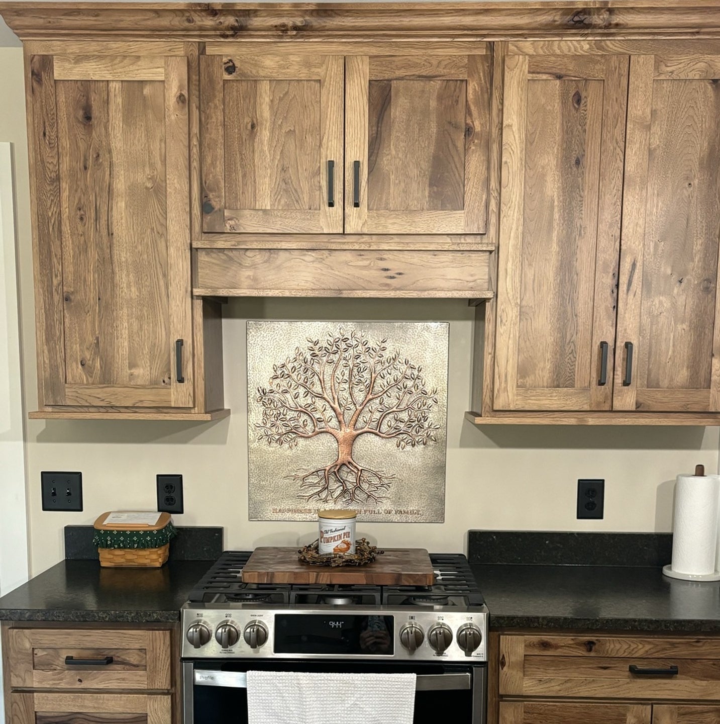 Tree With Roots Copper Backsplash — Silver–Copper