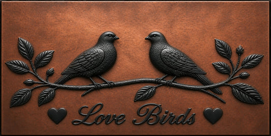 Lovebirds on Blossom Branch Copper Backsplash