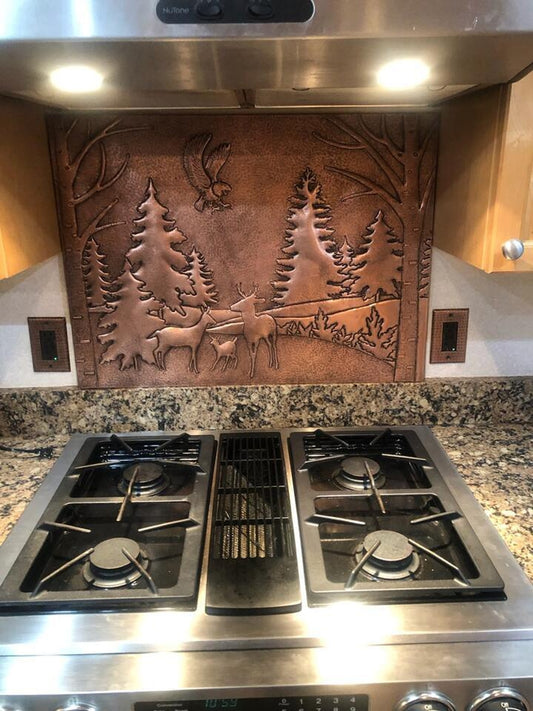 Eagle Over the Forest Copper Backsplash