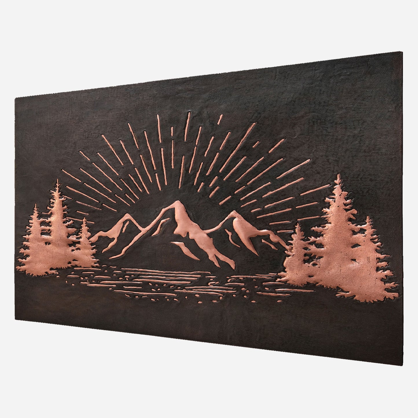 Mountain Retreat Kitchen Backsplash Tile - Copper Sunrise Scene - Black - Natuross