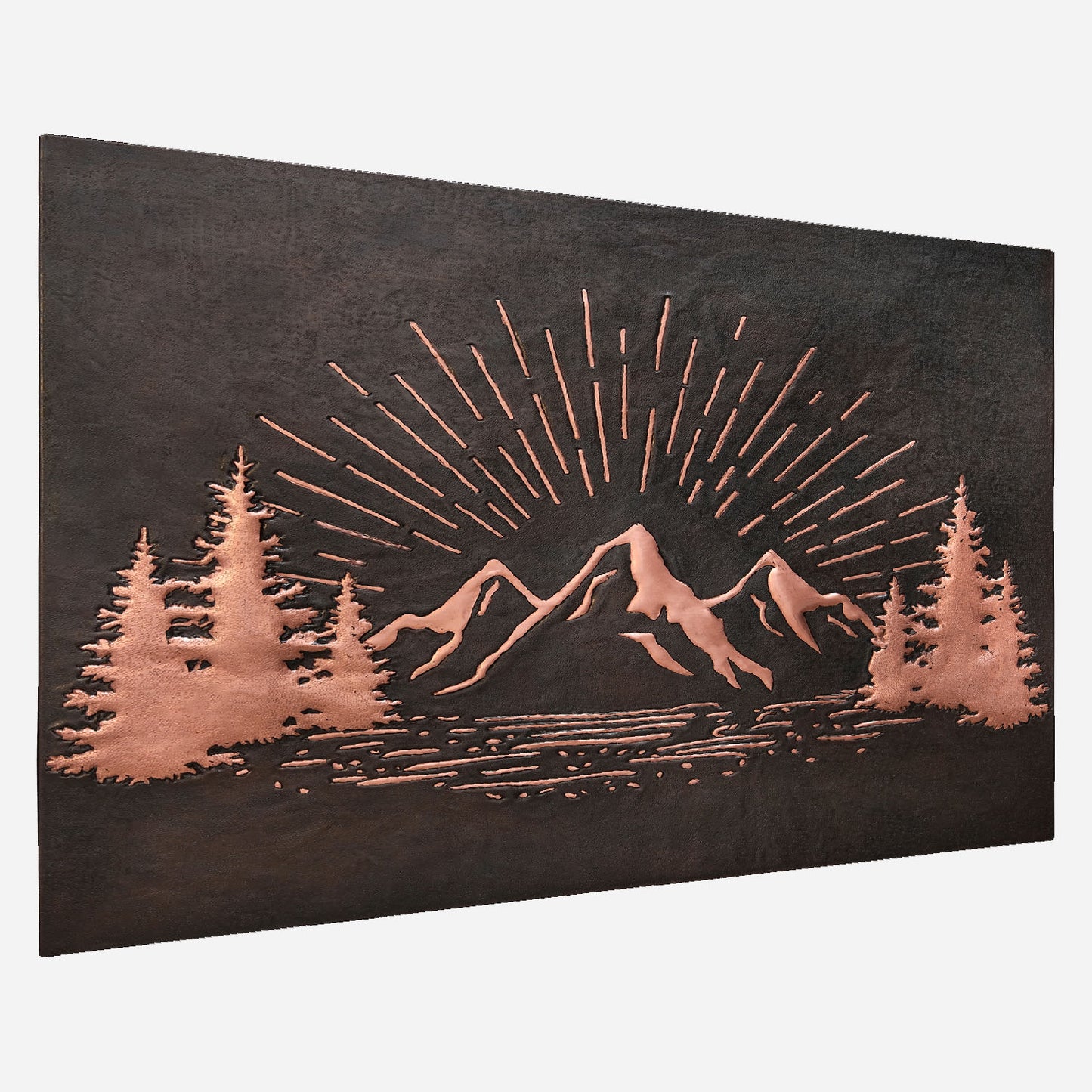 Mountain Retreat Kitchen Backsplash Tile - Copper Sunrise Scene - Black - Natuross
