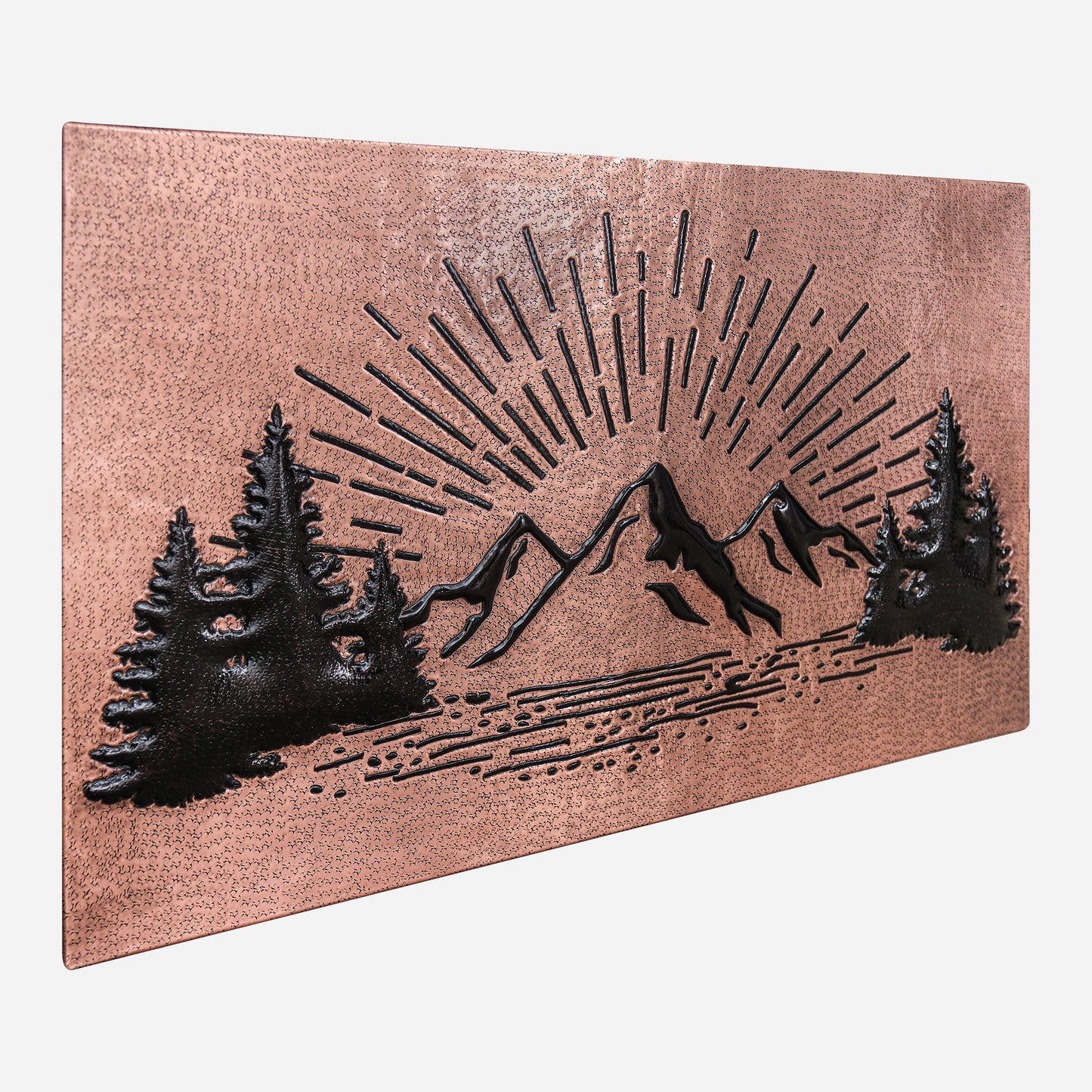 Mountain Retreat Kitchen Backsplash Tile - Copper Sunrise Scene - Copper & Black - Natuross