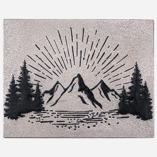 Mountain Retreat Kitchen Backsplash Tile - Copper Sunrise Scene - Gray & Black - Natuross