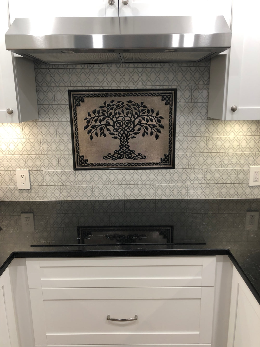 Tree of Life Copper Backsplash — Silver–Black