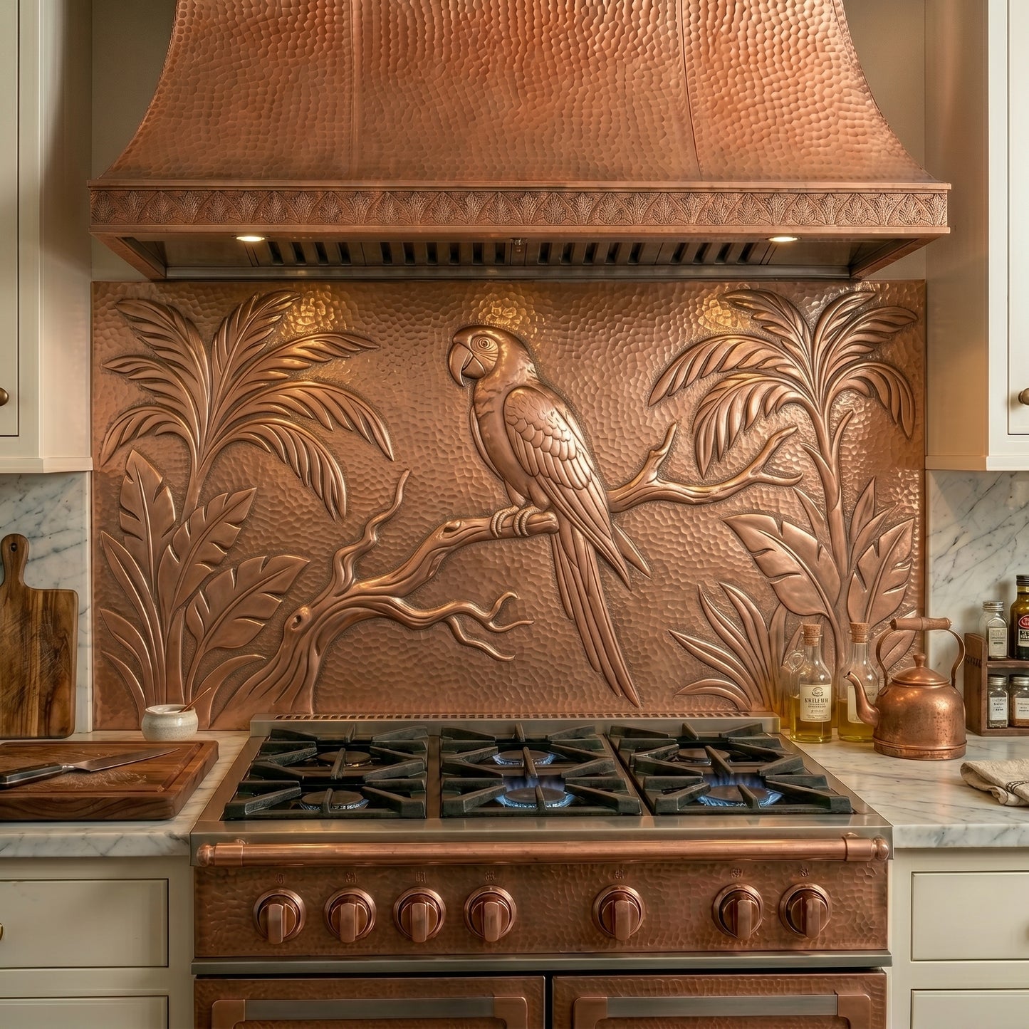 Parrot Copper Kitchen Backsplash