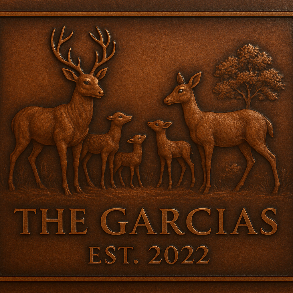 Personalized Deer Family Name Sign Metal Wall Art Panel