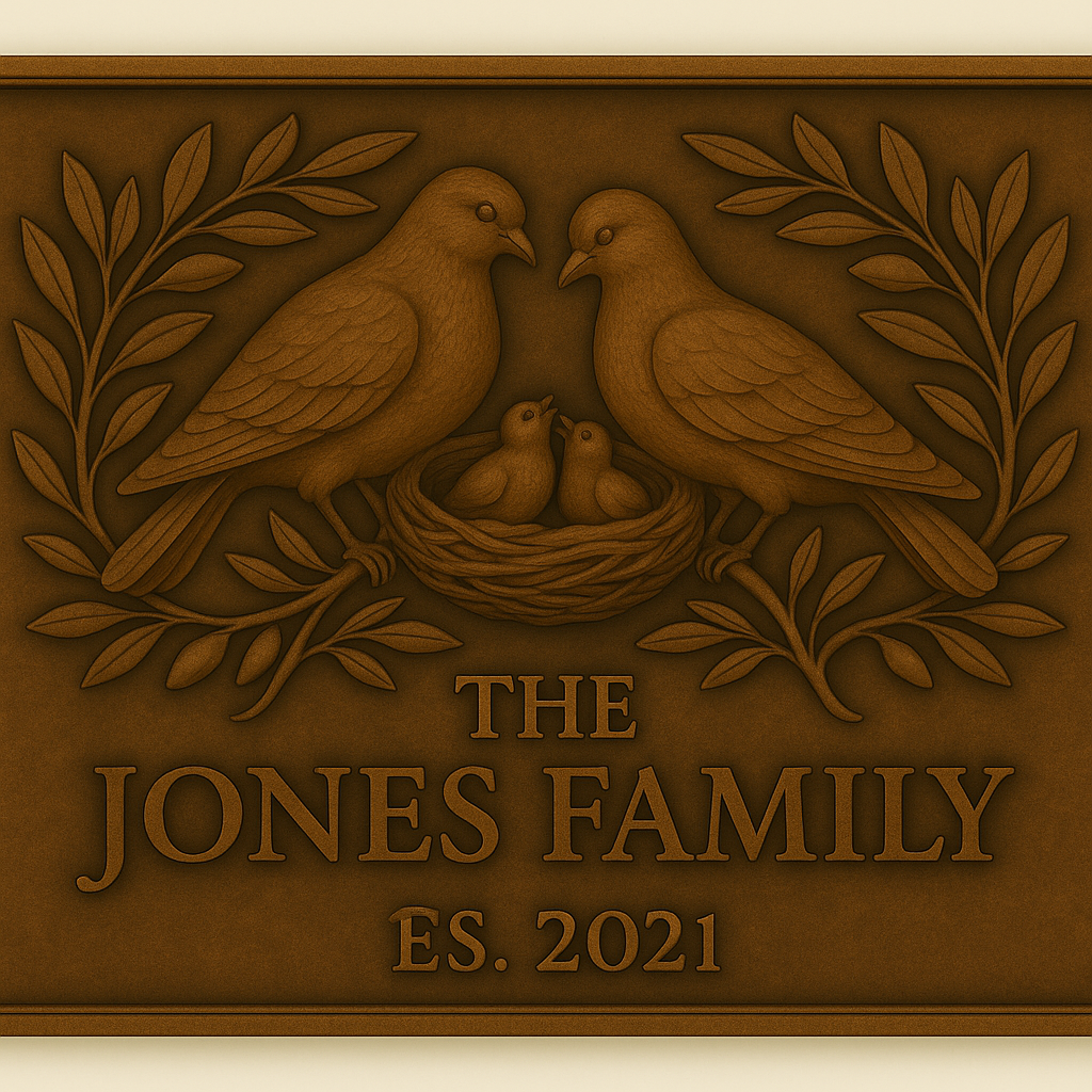 Personalized Dove Family Name Sign Metal Wall Art Panel