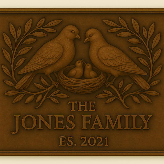 Panneau mural en métal personnalisé avec nom de famille Dove