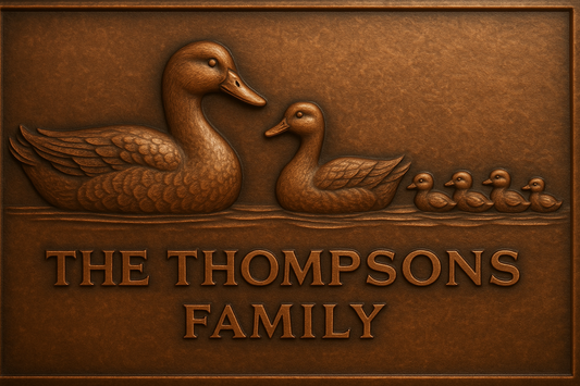 Panneau mural en métal personnalisé avec nom de famille de canard