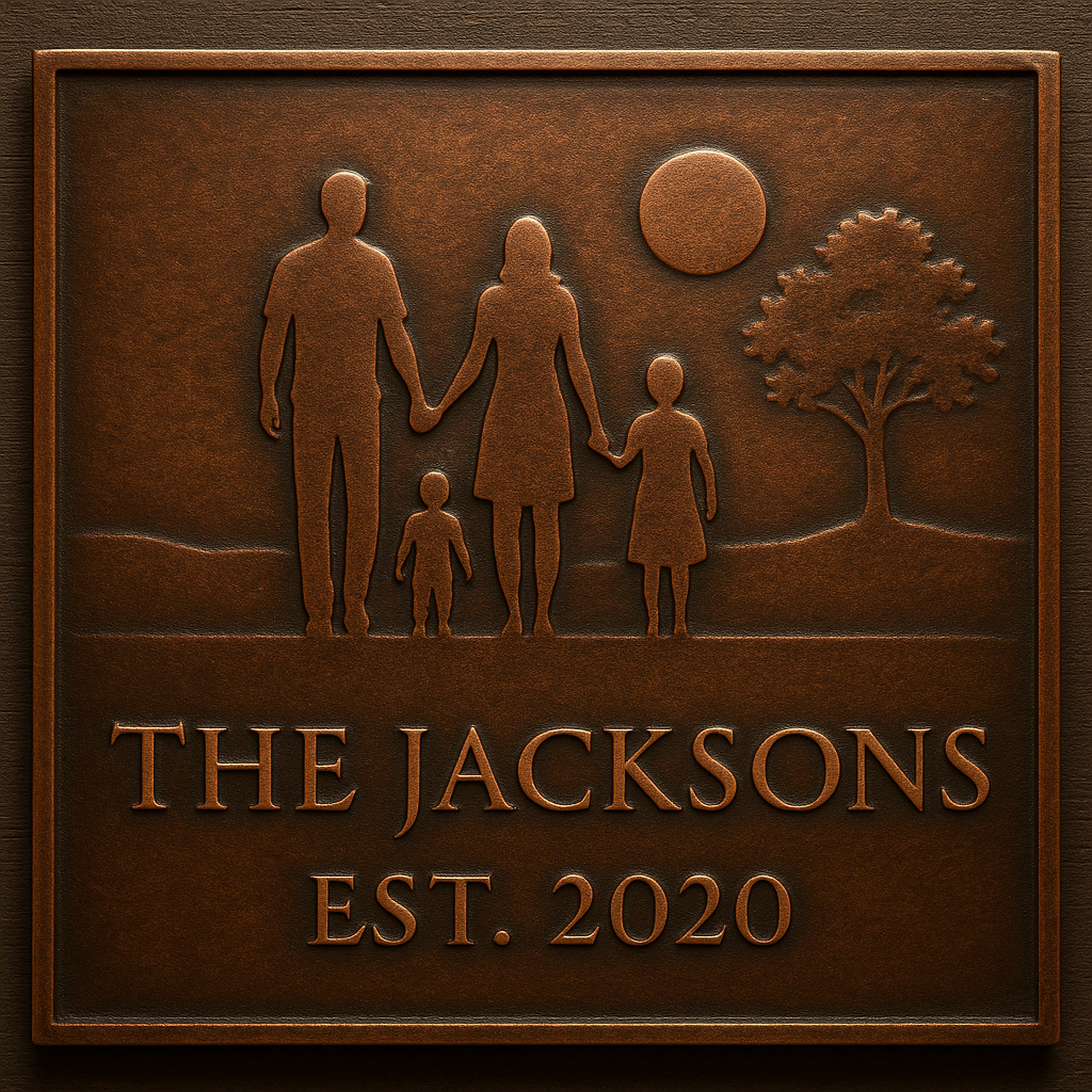 Personalized Family Silhouette Name Sign Metal Wall Art Panel