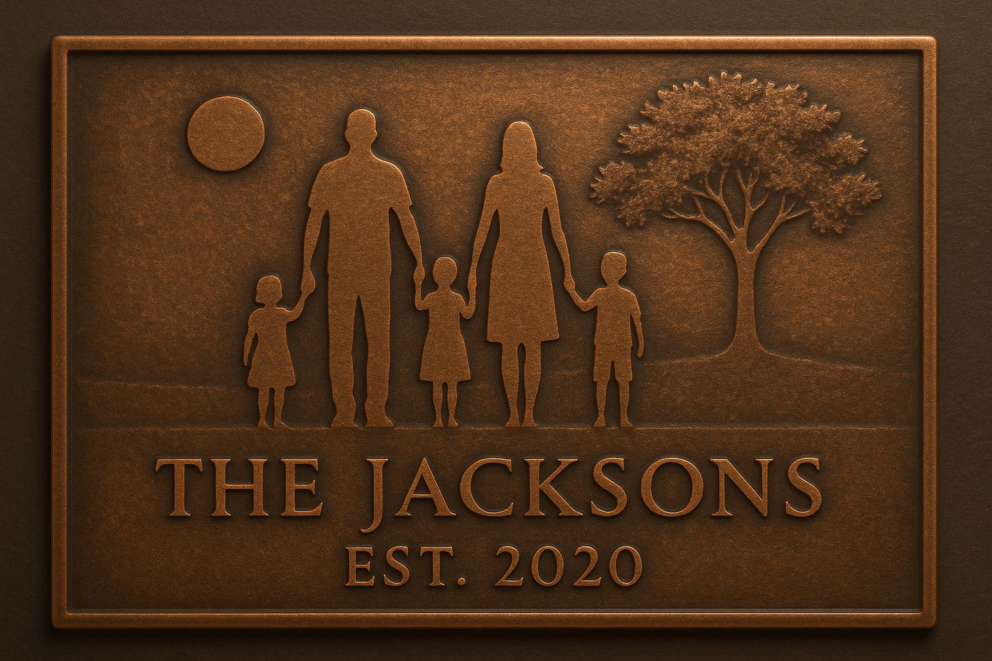 Personalized Family Silhouette Name Sign Metal Wall Art Panel