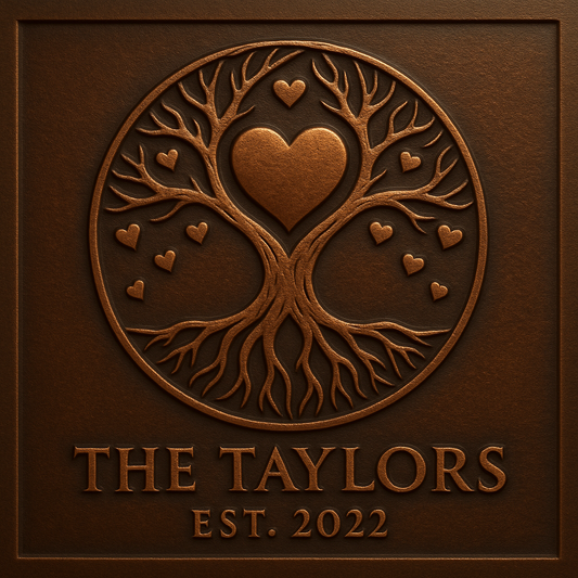 Panneau mural en métal personnalisé avec nom de famille et arbre de vie