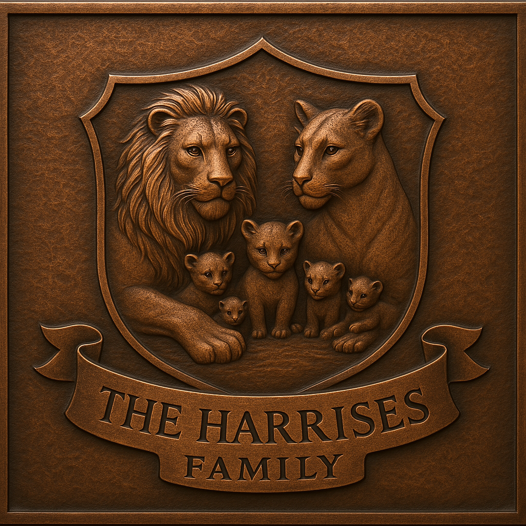 Personalized Lion Family Crest Metal Wall Art Panel