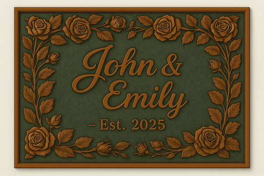 Panneau mural en métal avec nom de rose personnalisé