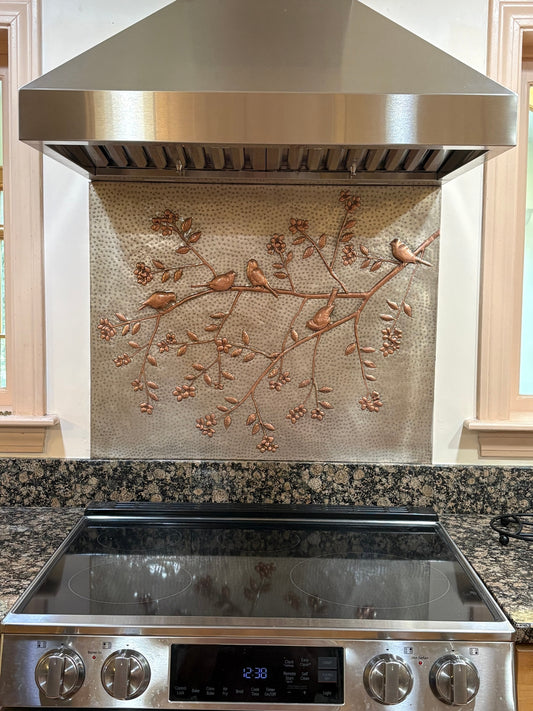 Garden Branch & Birds Copper Backsplash