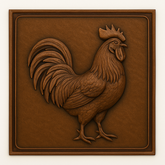 Panneau mural en métal avec motif coq pour dosseret