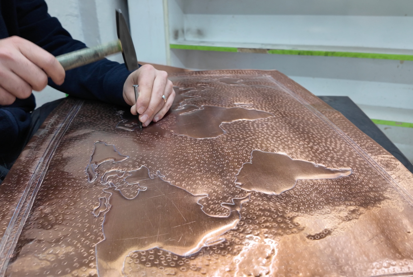 World Map Copper & Black Kitchen Backsplash - Natuross