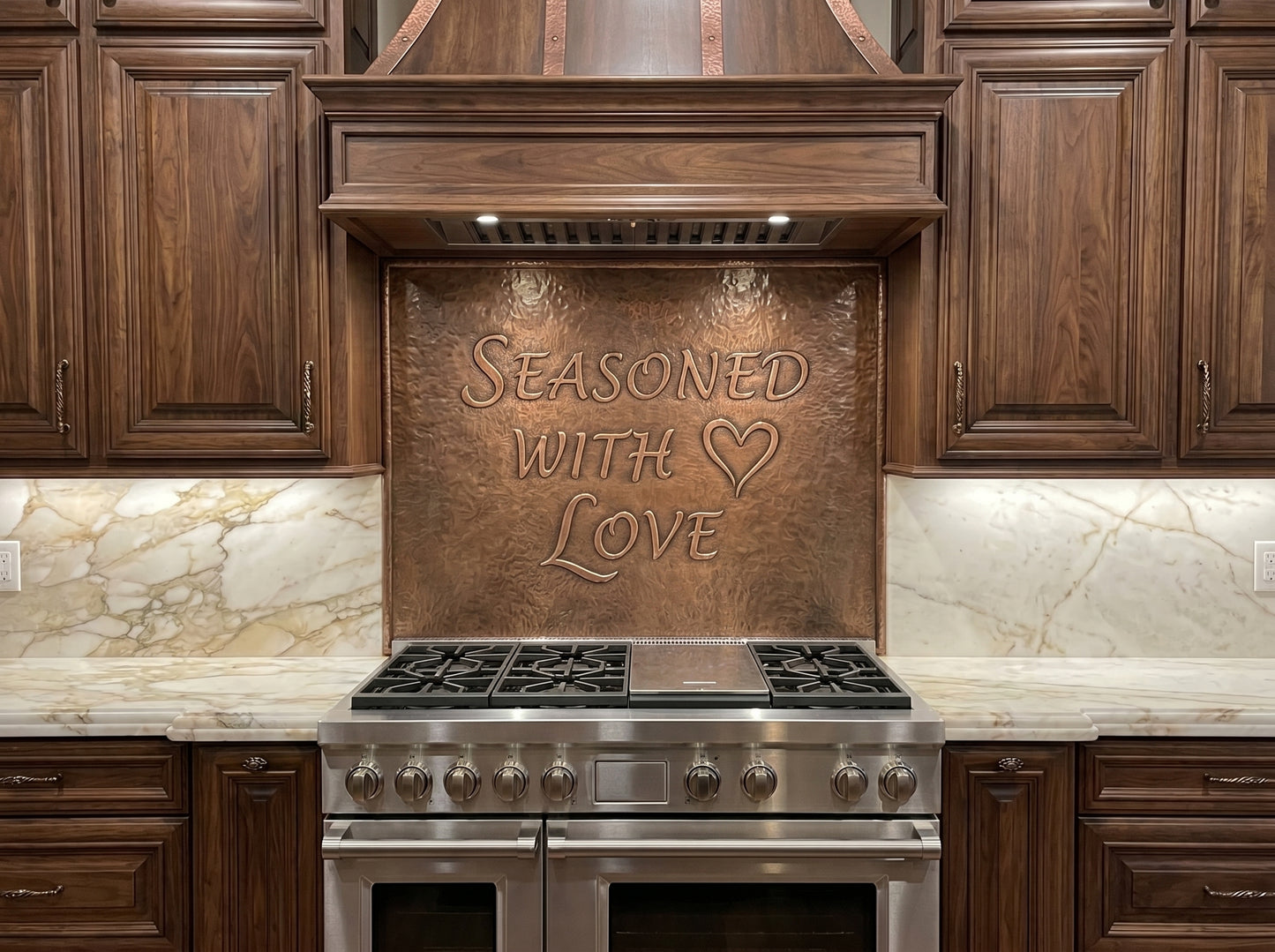 Seasoned with Love Heart Copper Kitchen Backsplash