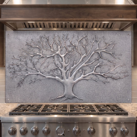 Winter Tree Copper Backsplash — Silver