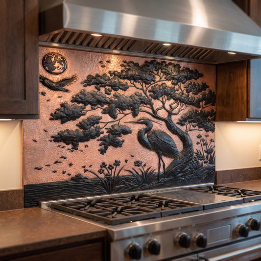 Heron in Nature Copper Backsplash