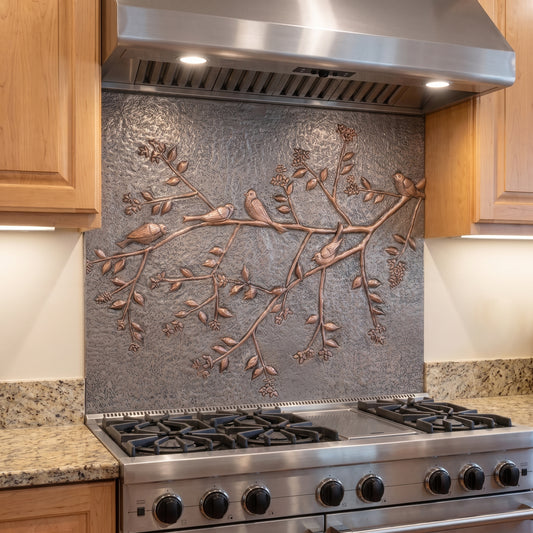 Garden Branch & Birds Copper Backsplash