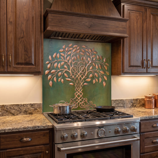 Celtic Tree of Life Copper Backsplash — Green Copper