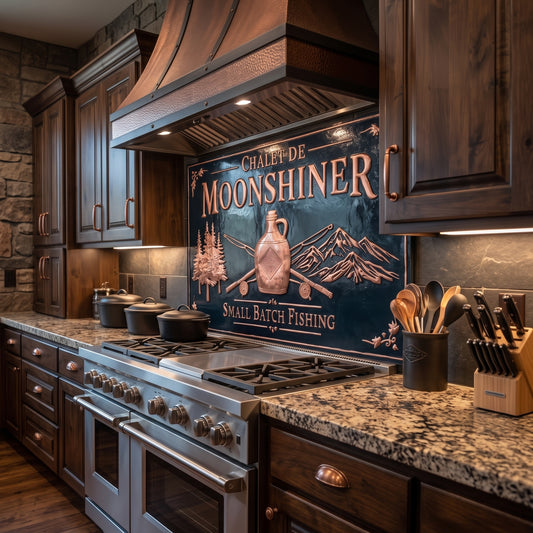 Mountain Lodge Fishing Retreat Copper Kitchen Backsplash