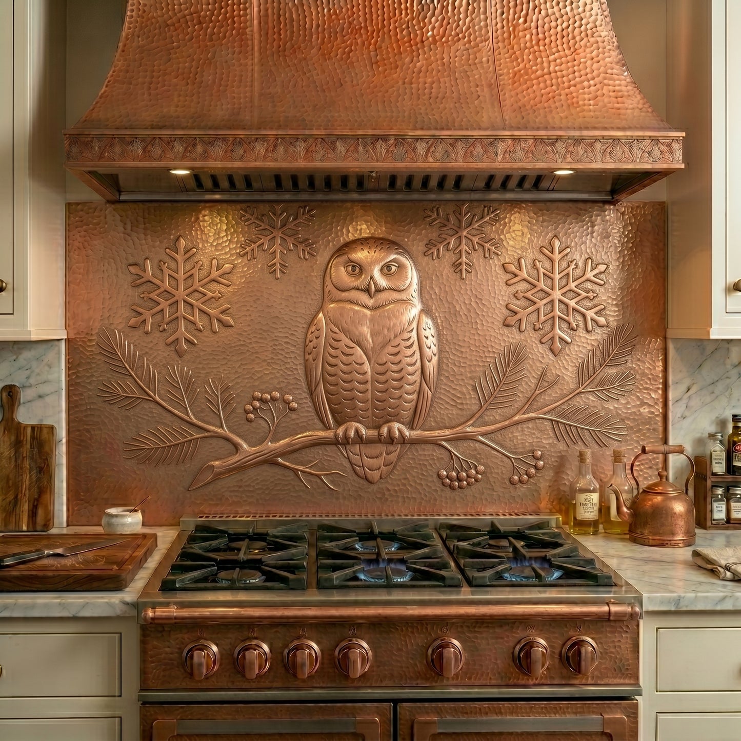 Snowy Owl Copper Kitchen Backsplash
