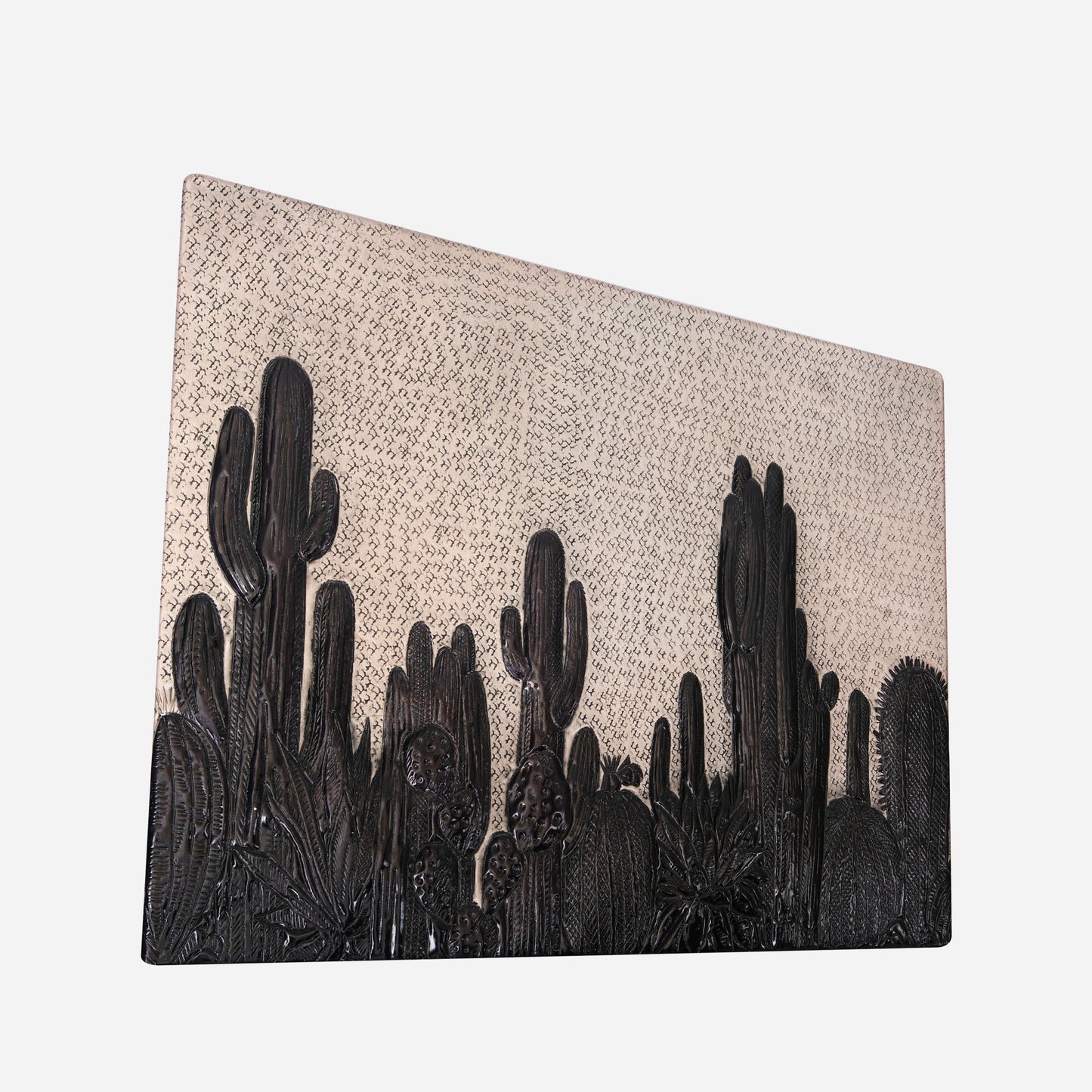 Southwestern Kitchen Backsplash Tile - Copper Cacti Desert Scene - Gray & Black - Natuross