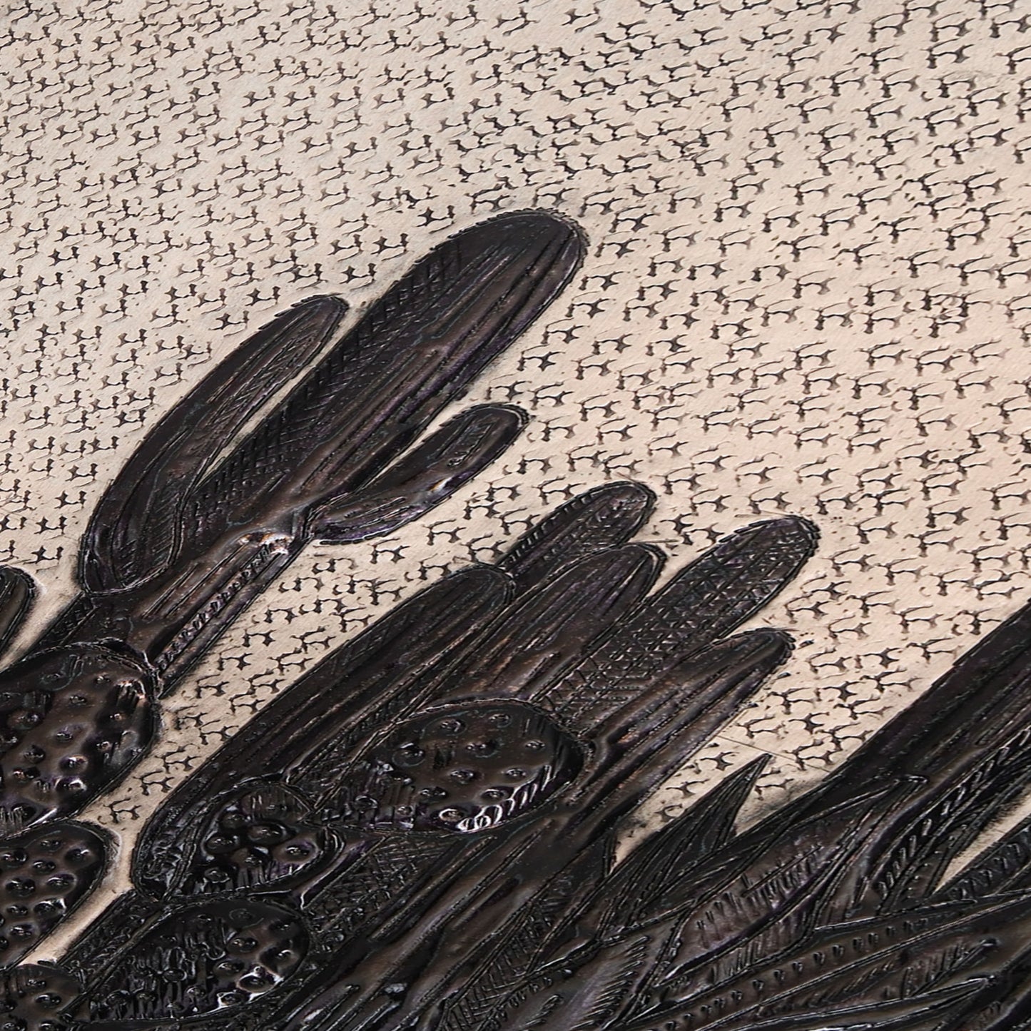 Southwestern Kitchen Backsplash Tile - Copper Cacti Desert Scene - Gray & Black - Natuross